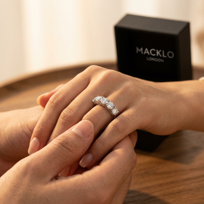 The Westminster Five Stone Moissanite Engagement Ring – 3.5ct D Color VVS1, 925 Sterling Silver | Macklo London
