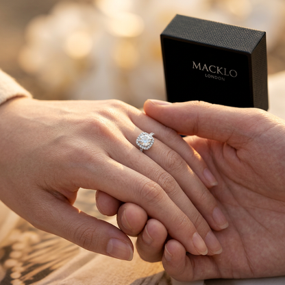 The Belgravia 2.0 CT Moissanite Halo Ring | Macklo London