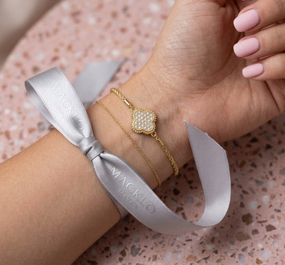 The Lucky Clover Bracelet – Moissanite Pavé, 925 Sterling Silver, 18K Gold Plated | Macklo London