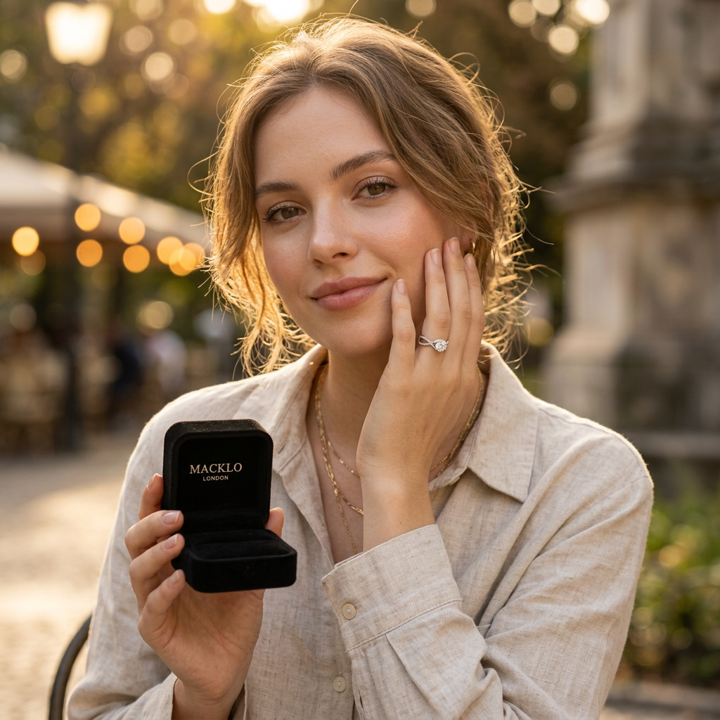 Moissanite Infinity Twist Engagement Ring – 1ct D Color VVS1, 925 Sterling Silver – The Belgravia Twist | Macklo London