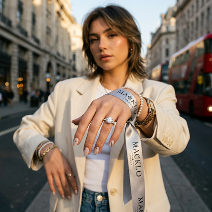 The Kensington Statement Ring – 2ct Moissanite, 925 Sterling Silver, 18K White Gold Plated | Macklo London