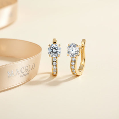 Moissanite U-Shaped Hoop Earrings 2ct D Color VVS1 – 925 Sterling Silver – The Mayfair U Hoops | Macklo London