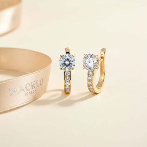 Moissanite U-Shaped Hoop Earrings 2ct D Color VVS1 – 925 Sterling Silver – The Mayfair U Hoops | Macklo London