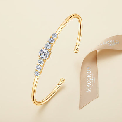 Moissanite Cuff Bracelet 3ct Sparkling – 925 Sterling Silver – The Mayfair Cuff | Macklo London