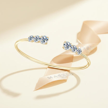 Moissanite Three Stone Bangle Bracelet 2.1ct – 925 Sterling Silver – The Kensington Bangle | Macklo London