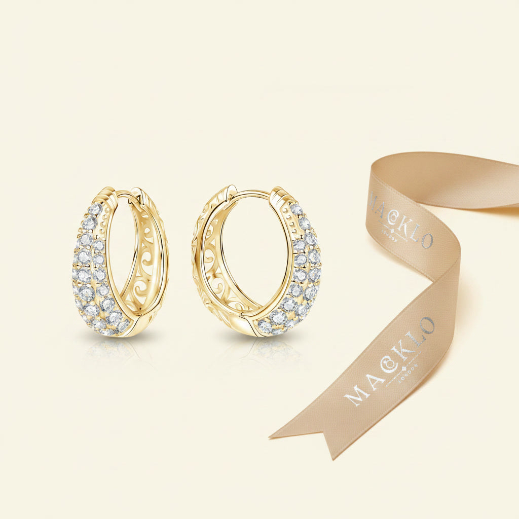 Moissanite Hollow Hoop Earrings – 2ct D Color VVS1, 925 Sterling Silver – The Mayfair Hollow | Macklo London