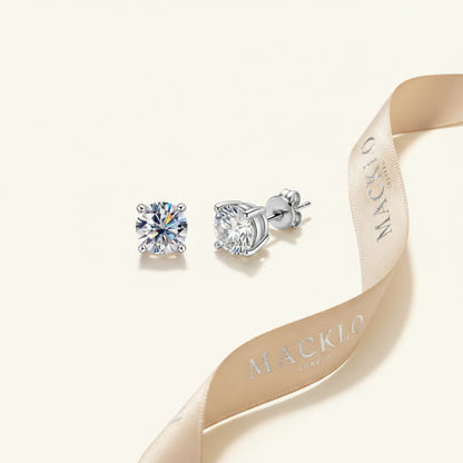 Moissanite Stud Earrings – 0.3ct to 2ct D Color VVS1, 925 Sterling Silver – The Mayfair Studs | Macklo London