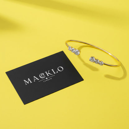 Moissanite Three Stone Bangle Bracelet 2.1ct – 925 Sterling Silver – The Kensington Bangle | Macklo London