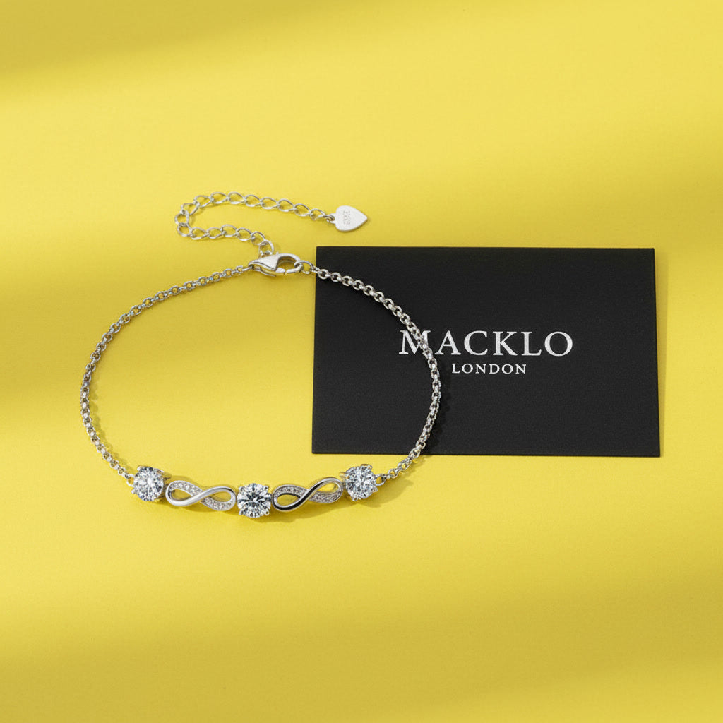 Moissanite Paperclip Bracelet – 5mm D Color VVS1, 925 Sterling Silver – The Mayfair Paperclip | Macklo London