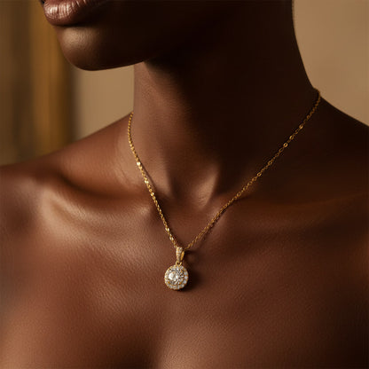 Moissanite Halo Pendant Necklace 1ct – 925 Sterling Silver – The Kensington Halo | Macklo London
