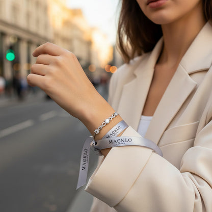 Moissanite Paperclip Bracelet – 5mm D Color VVS1, 925 Sterling Silver – The Mayfair Paperclip | Macklo London