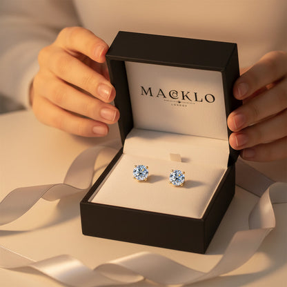 Moissanite Stud Earrings – 0.3ct to 2ct D Color VVS1, 925 Sterling Silver – The Mayfair Studs | Macklo London