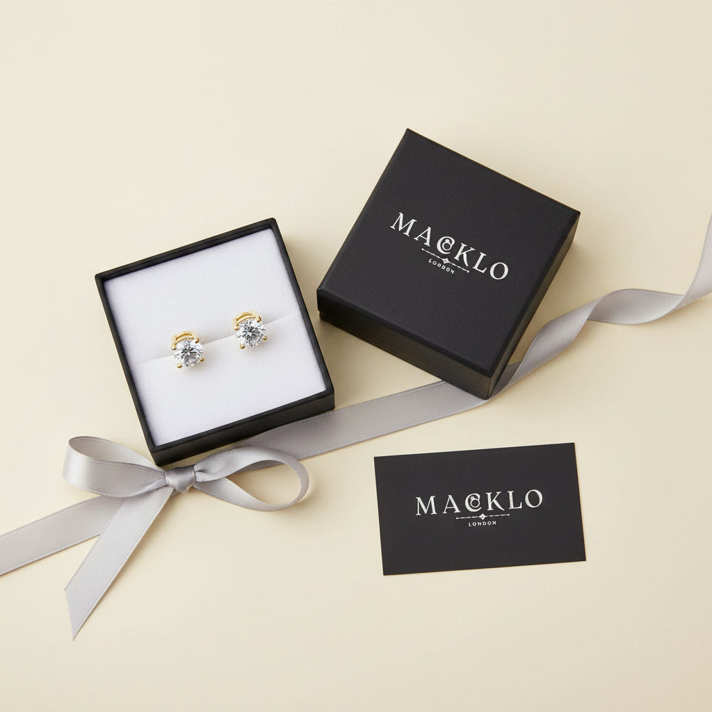 Moissanite Stud Earrings – 0.3ct to 2ct D Color VVS1, 925 Sterling Silver – The Mayfair Studs | Macklo London