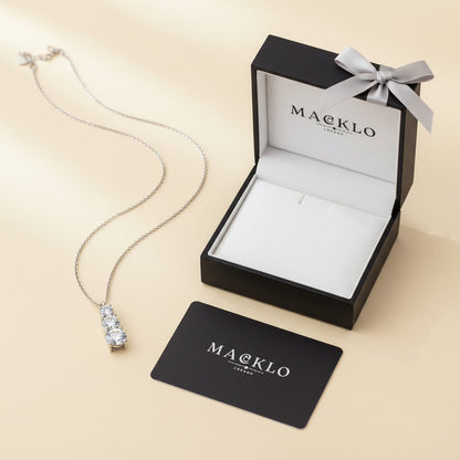 Moissanite 3 Stone Pendant Necklace 1.8ct – 925 Sterling Silver – The Kensington Trio | Macklo London