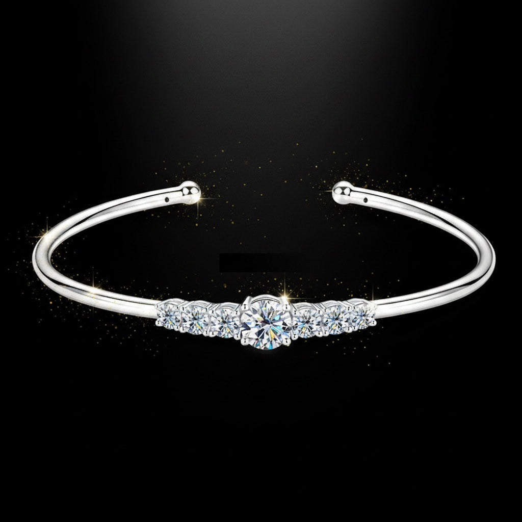 Moissanite Cuff Bracelet 3ct Sparkling – 925 Sterling Silver – The Mayfair Cuff | Macklo London