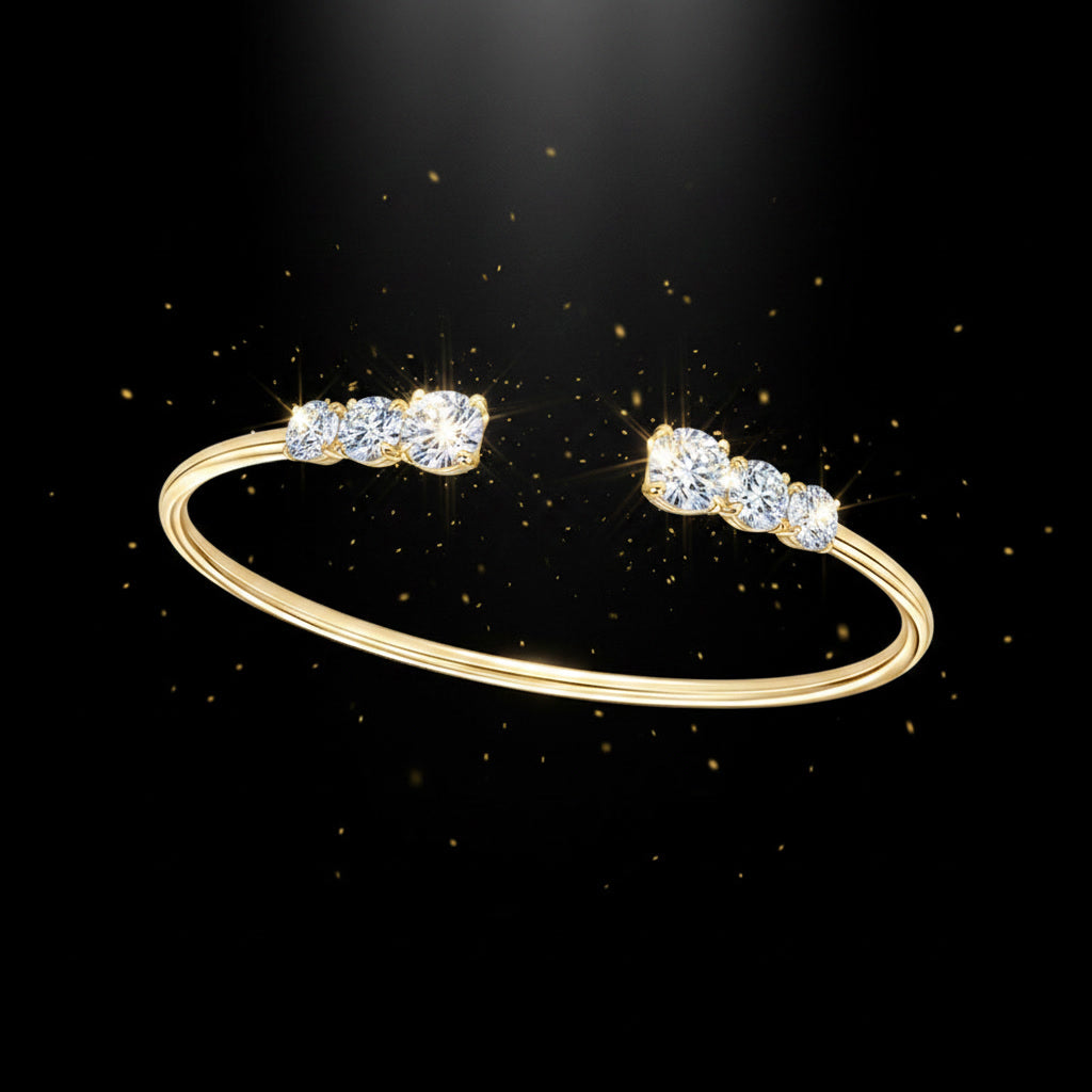 Moissanite Three Stone Bangle Bracelet 2.1ct – 925 Sterling Silver – The Kensington Bangle | Macklo London