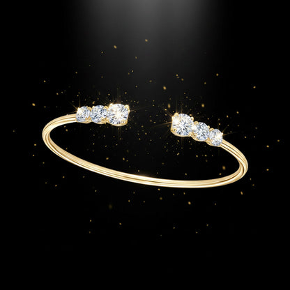 Moissanite Three Stone Bangle Bracelet 2.1ct – 925 Sterling Silver – The Kensington Bangle | Macklo London