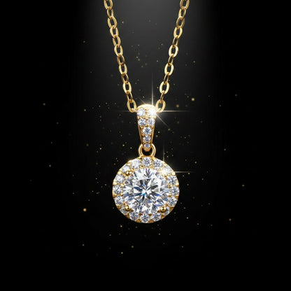 Moissanite Halo Pendant Necklace 1ct – 925 Sterling Silver – The Kensington Halo | Macklo London
