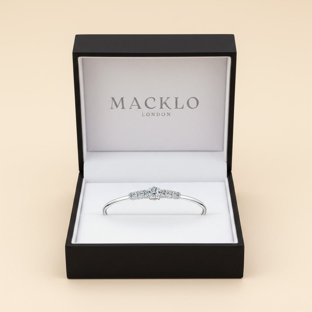 Moissanite Cuff Bracelet 3ct Sparkling – 925 Sterling Silver – The Mayfair Cuff | Macklo London