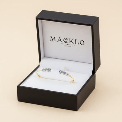 Moissanite Three Stone Bangle Bracelet 2.1ct – 925 Sterling Silver – The Kensington Bangle | Macklo London
