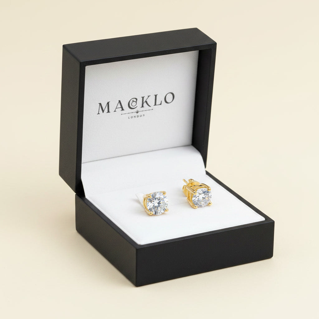 Moissanite Stud Earrings – 0.3ct to 2ct D Color VVS1, 925 Sterling Silver – The Mayfair Studs | Macklo London