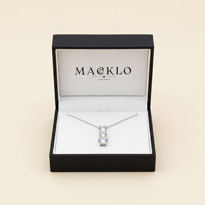 Moissanite 3 Stone Pendant Necklace 1.8ct – 925 Sterling Silver – The Kensington Trio | Macklo London