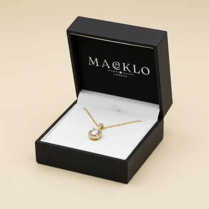 Moissanite Halo Pendant Necklace 1ct – 925 Sterling Silver – The Kensington Halo | Macklo London