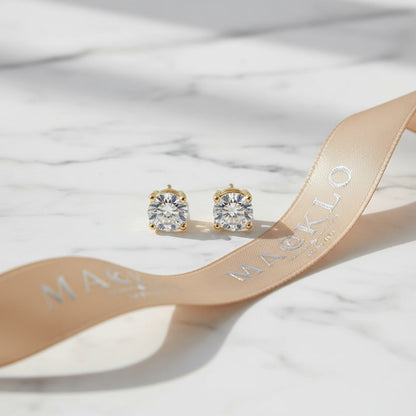 Moissanite Stud Earrings – 0.3ct to 2ct D Color VVS1, 925 Sterling Silver – The Mayfair Studs | Macklo London