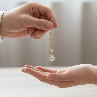 Moissanite Halo Pendant Necklace 1ct – 925 Sterling Silver – The Kensington Halo | Macklo London