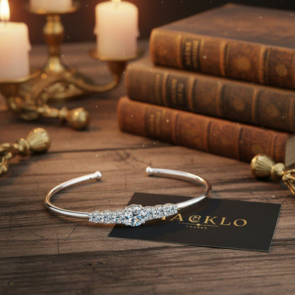 Moissanite Cuff Bracelet 3ct Sparkling – 925 Sterling Silver – The Mayfair Cuff | Macklo London