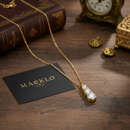Moissanite 3 Stone Pendant Necklace 1.8ct – 925 Sterling Silver – The Kensington Trio | Macklo London