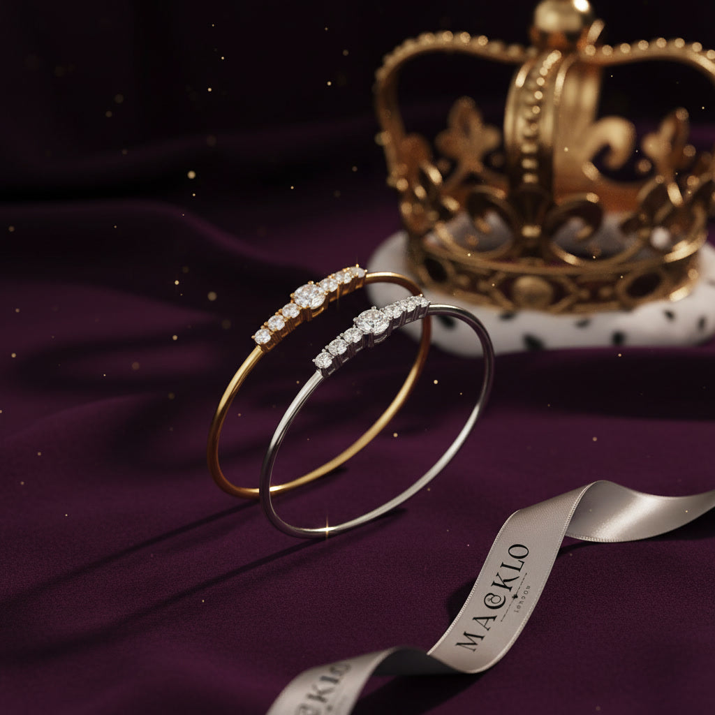 Moissanite Cuff Bracelet 3ct Sparkling – 925 Sterling Silver – The Mayfair Cuff | Macklo London