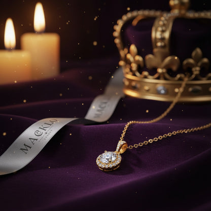 Moissanite Halo Pendant Necklace 1ct – 925 Sterling Silver – The Kensington Halo | Macklo London