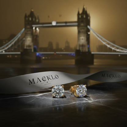 Moissanite Stud Earrings – 0.3ct to 2ct D Color VVS1, 925 Sterling Silver – The Mayfair Studs | Macklo London