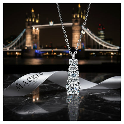 Moissanite 3 Stone Pendant Necklace 1.8ct – 925 Sterling Silver – The Kensington Trio | Macklo London