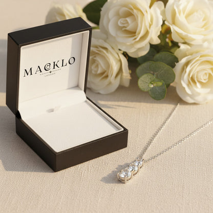 Moissanite 3 Stone Pendant Necklace 1.8ct – 925 Sterling Silver – The Kensington Trio | Macklo London