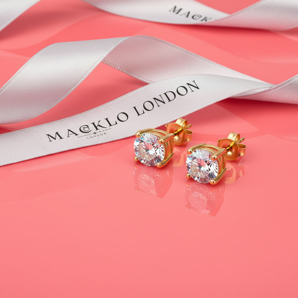Moissanite Stud Earrings – 0.3ct to 2ct D Color VVS1, 925 Sterling Silver – The Mayfair Studs | Macklo London