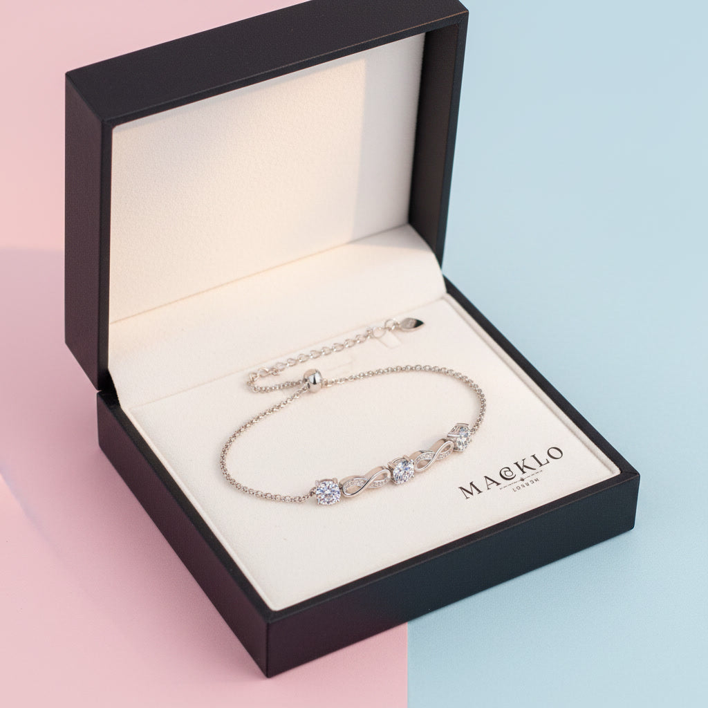 Moissanite Paperclip Bracelet – 5mm D Color VVS1, 925 Sterling Silver – The Mayfair Paperclip | Macklo London