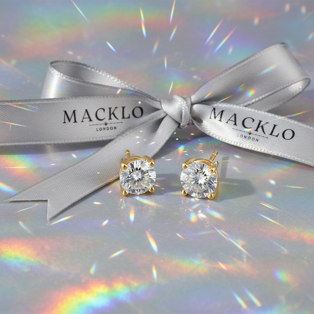 Moissanite Stud Earrings – 0.3ct to 2ct D Color VVS1, 925 Sterling Silver – The Mayfair Studs | Macklo London