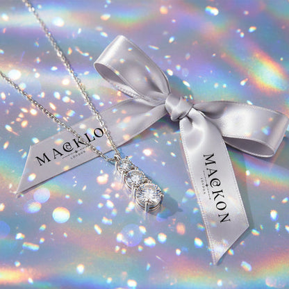 Moissanite 3 Stone Pendant Necklace 1.8ct – 925 Sterling Silver – The Kensington Trio | Macklo London