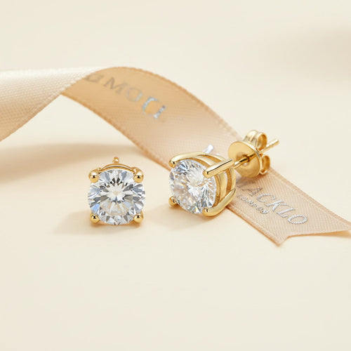 Moissanite Stud Earrings – 0.3ct to 2ct D Color VVS1, 925 Sterling Silver – The Mayfair Studs | Macklo London