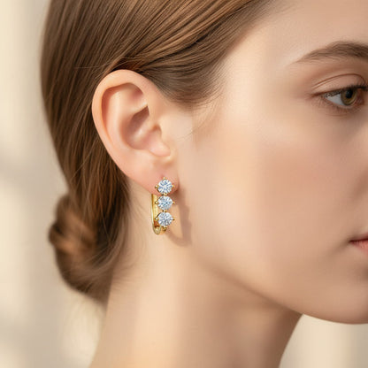 Moissanite U-Shape Hoop Earrings – 0.6ct D Color VVS1, 925 Sterling Silver – The Mayfair U | Macklo London