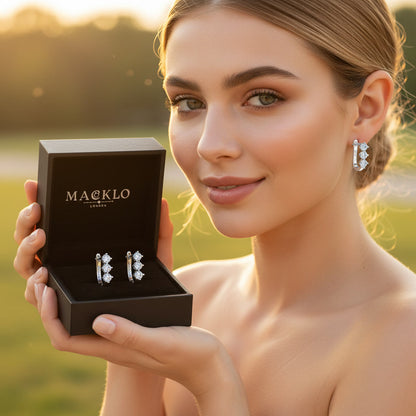Moissanite U-Shape Hoop Earrings – 0.6ct D Color VVS1, 925 Sterling Silver – The Mayfair U | Macklo London