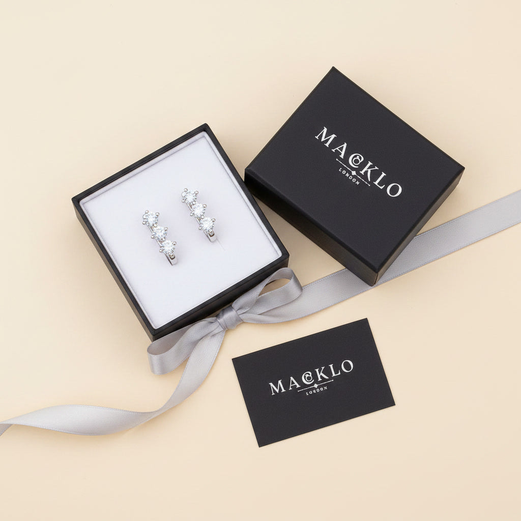 Moissanite U-Shape Hoop Earrings – 0.6ct D Color VVS1, 925 Sterling Silver – The Mayfair U | Macklo London