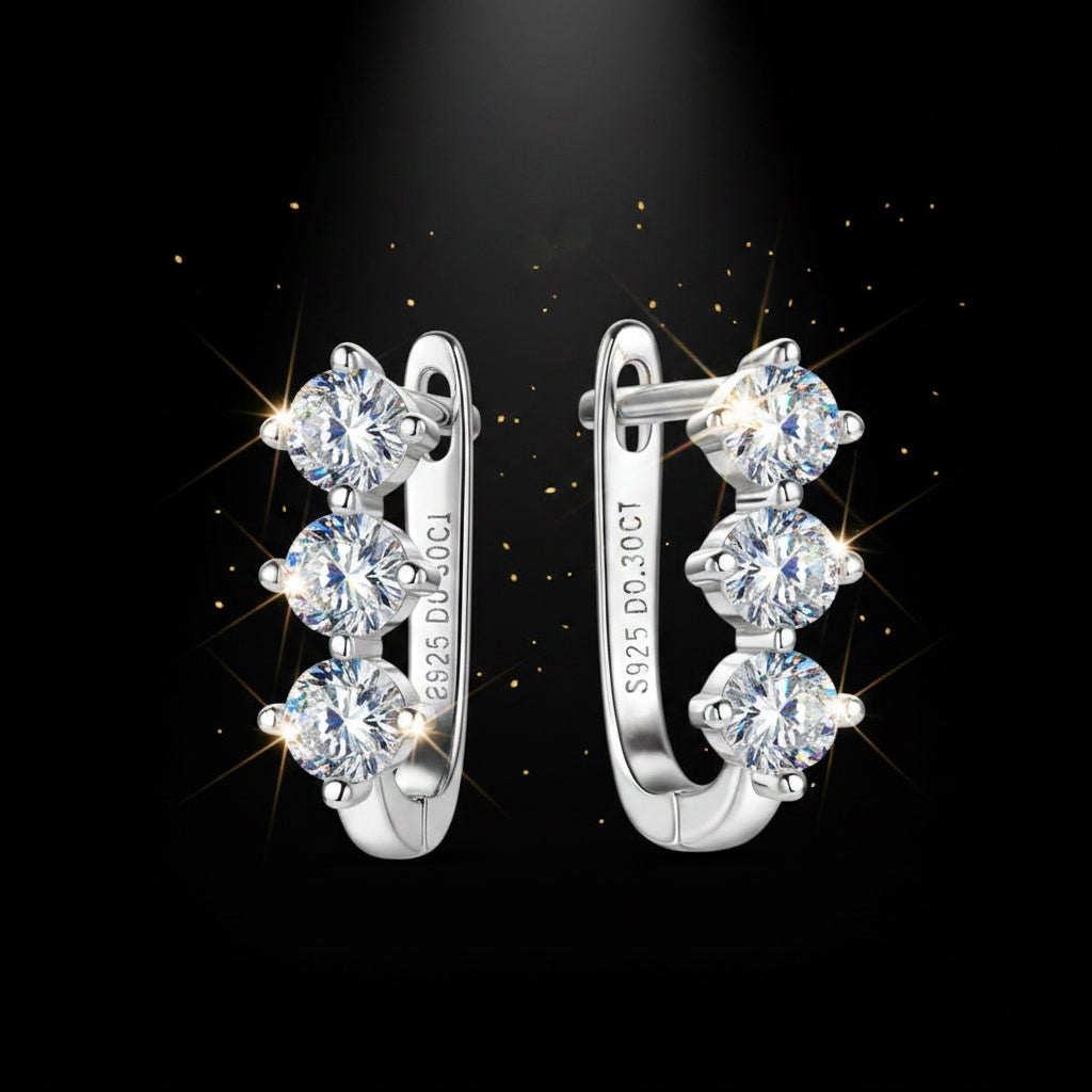 Moissanite U-Shape Hoop Earrings – 0.6ct D Color VVS1, 925 Sterling Silver – The Mayfair U | Macklo London