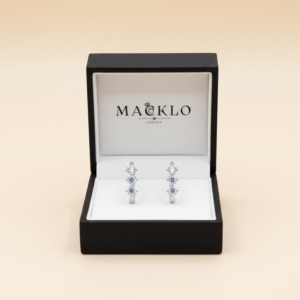 Moissanite U-Shape Hoop Earrings – 0.6ct D Color VVS1, 925 Sterling Silver – The Mayfair U | Macklo London