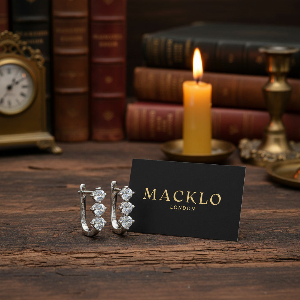 Moissanite U-Shape Hoop Earrings – 0.6ct D Color VVS1, 925 Sterling Silver – The Mayfair U | Macklo London