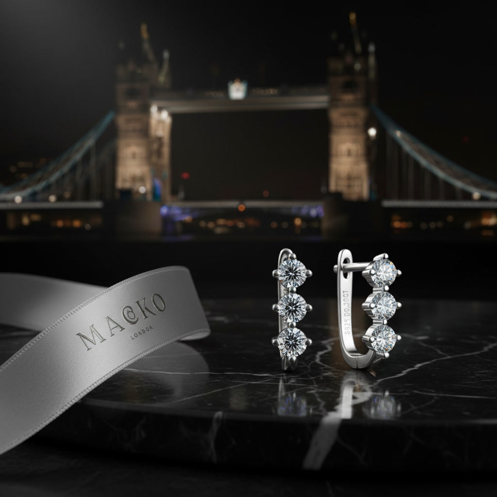 Moissanite U-Shape Hoop Earrings – 0.6ct D Color VVS1, 925 Sterling Silver – The Mayfair U | Macklo London