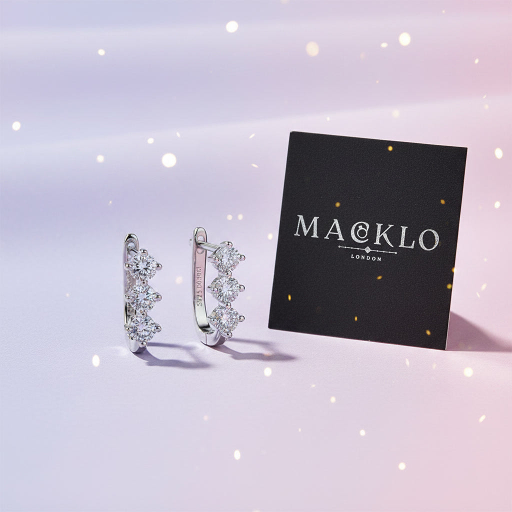 Moissanite U-Shape Hoop Earrings – 0.6ct D Color VVS1, 925 Sterling Silver – The Mayfair U | Macklo London
