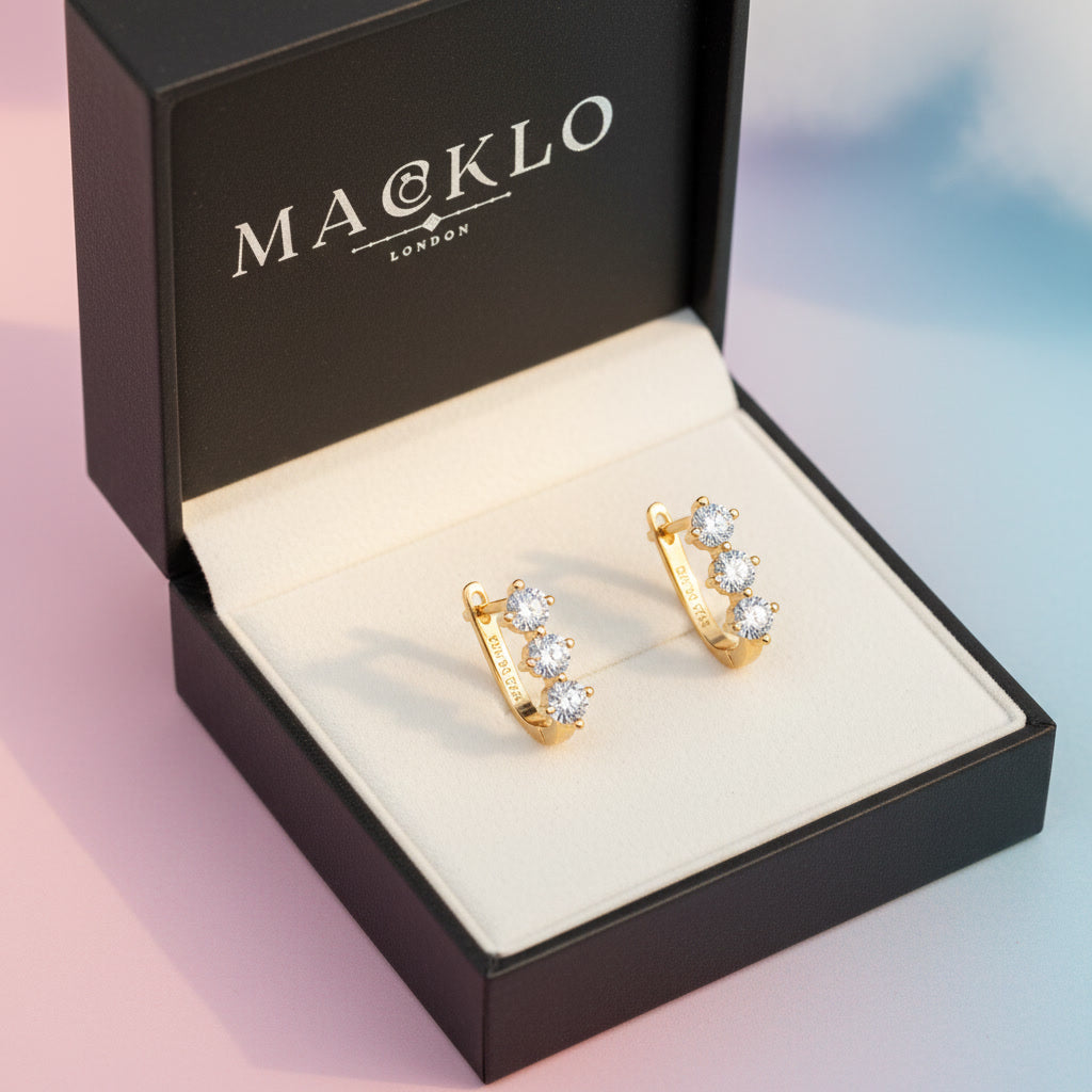 Moissanite U-Shape Hoop Earrings – 0.6ct D Color VVS1, 925 Sterling Silver – The Mayfair U | Macklo London